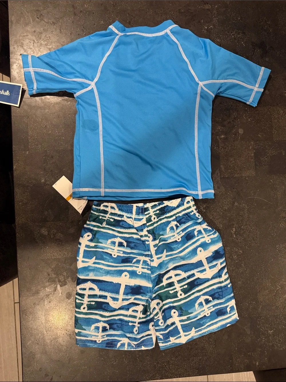 Nautica Boys' Blue Anchor Rash Guard Set